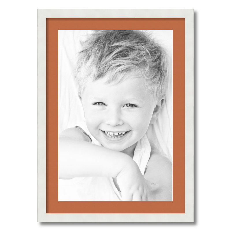 Wood Picture Frame with Mat, Red Orange