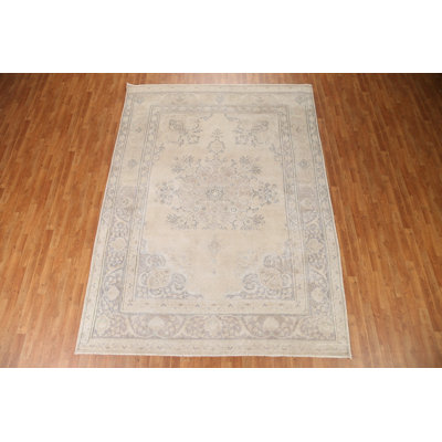 Shamanique One-of-a-Kind 7'9" x 10'8" 1950s Rectangle Wool Area Rug in Beige