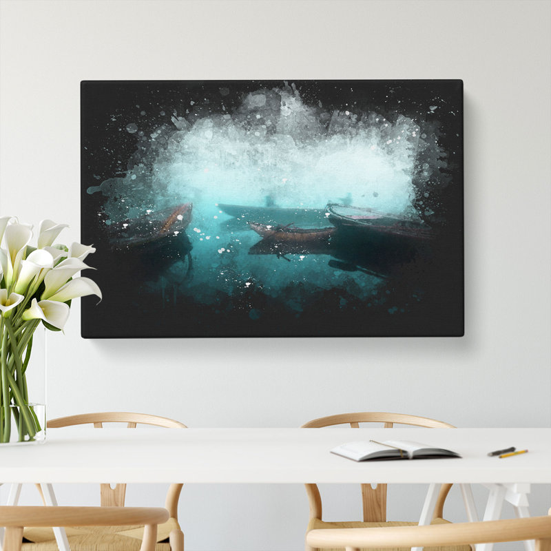 Fishing Boats In Varanasi India - Wrapped Canvas, 40cm H x 60cm W x 3cm D