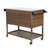 Outdoor Wicker Bar Cart, Patio Wine Serving Cart W/Wheels, Rolling Rattan Beverage Bar Counter Table W/Glass Top For Porch Backyard Garden Poolside Party