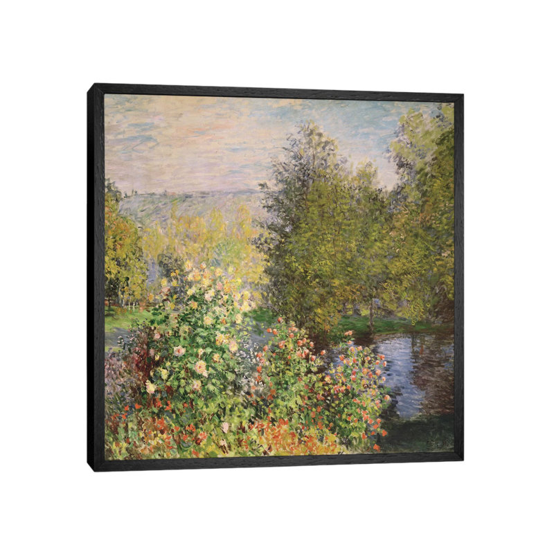 A Corner Of The Garden At Montgeron, 1876-7 by Claude Monet - Wrapped Canvas Painting, 45.72 cm H x 45.72 cm W, Black Framed