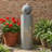 34.25"H Light Gray Metal Cutout Outdoor Water Fountain With LED Lights, Modern Freestanding Sphere-Top Water Feature For Patio Garden Backyard Decor