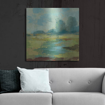 Luxe Metal Art 'Windsor Blue Field 4'  by Silvia Vassileva Metal Wall Art, 36" x 36"