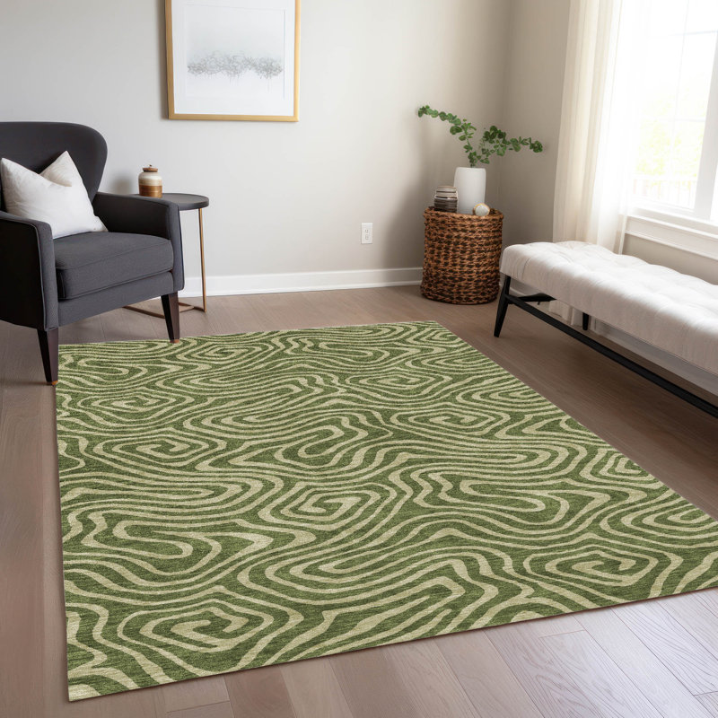 Tapis intérieur / extérieur vert Evalora , 8' x 10'