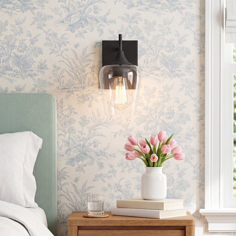 Breena 1-Light Dimmable Armed Sconce, English Bronze, Clear