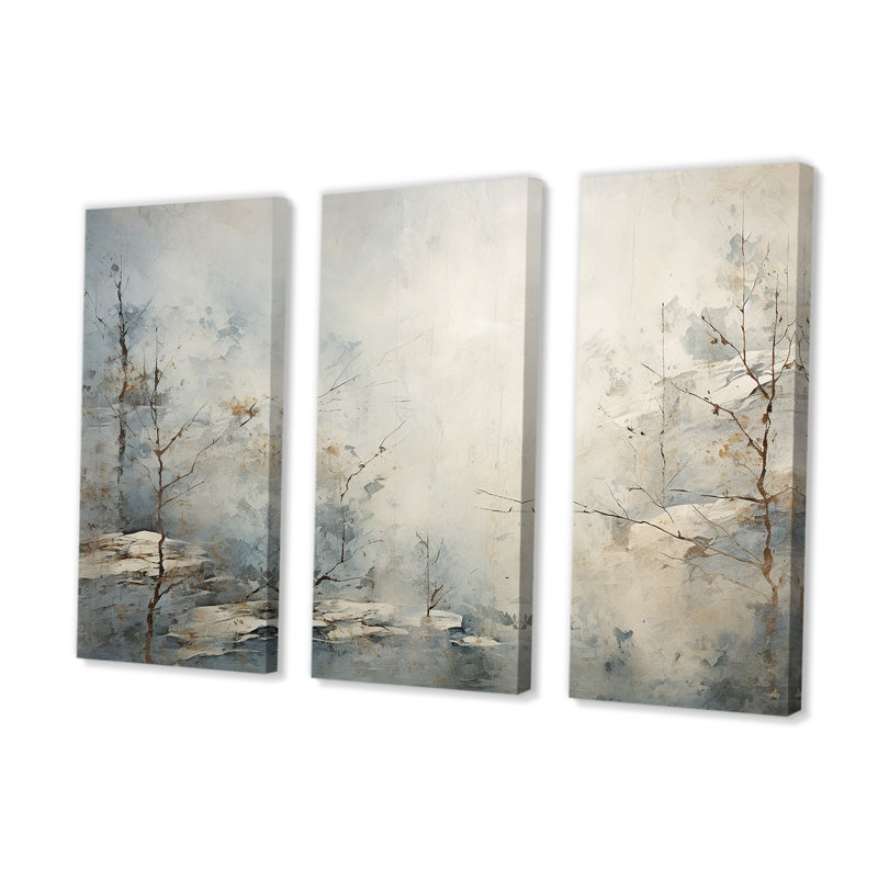 «Moody Minimalisme River Forest - River Decor», ensemble d'art sur toile, Toile tendue, H 40 po x l 60 po x P 1 po