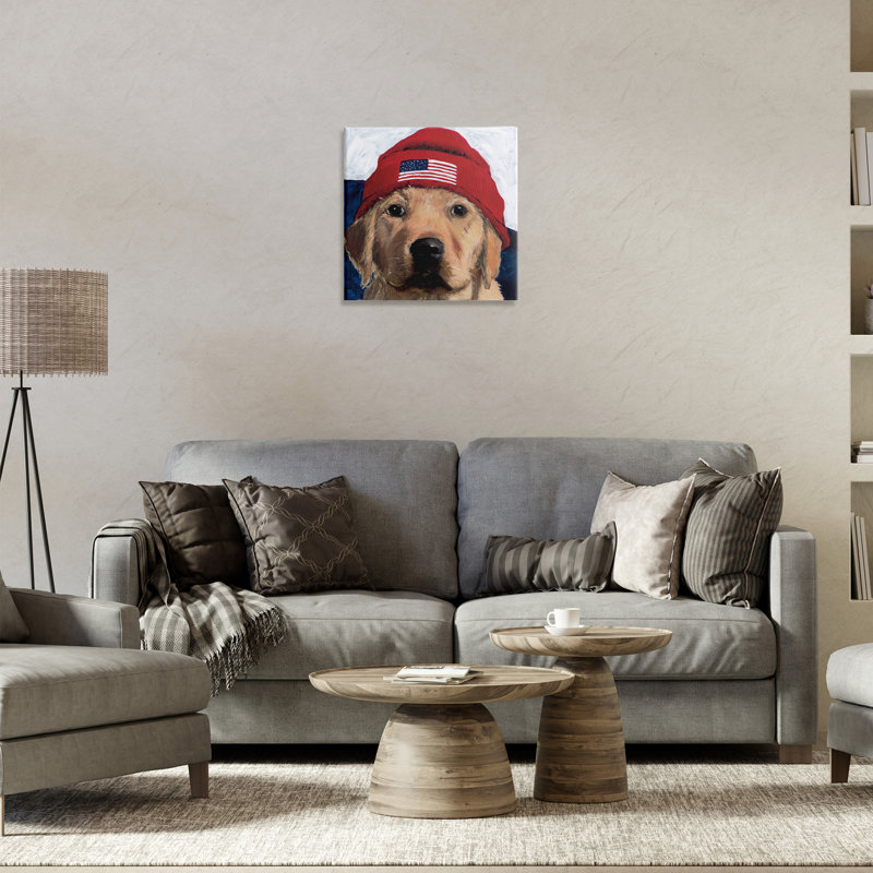 American Dog in Hat Canvas, conception de Wani Pasion, H 17 po x l 17 po