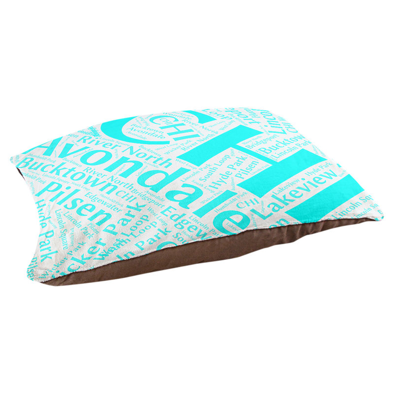 Coussin de chien « districts », Moyen (H 9,5 po x l 28 po x P 18 po), Chicago, Cyan