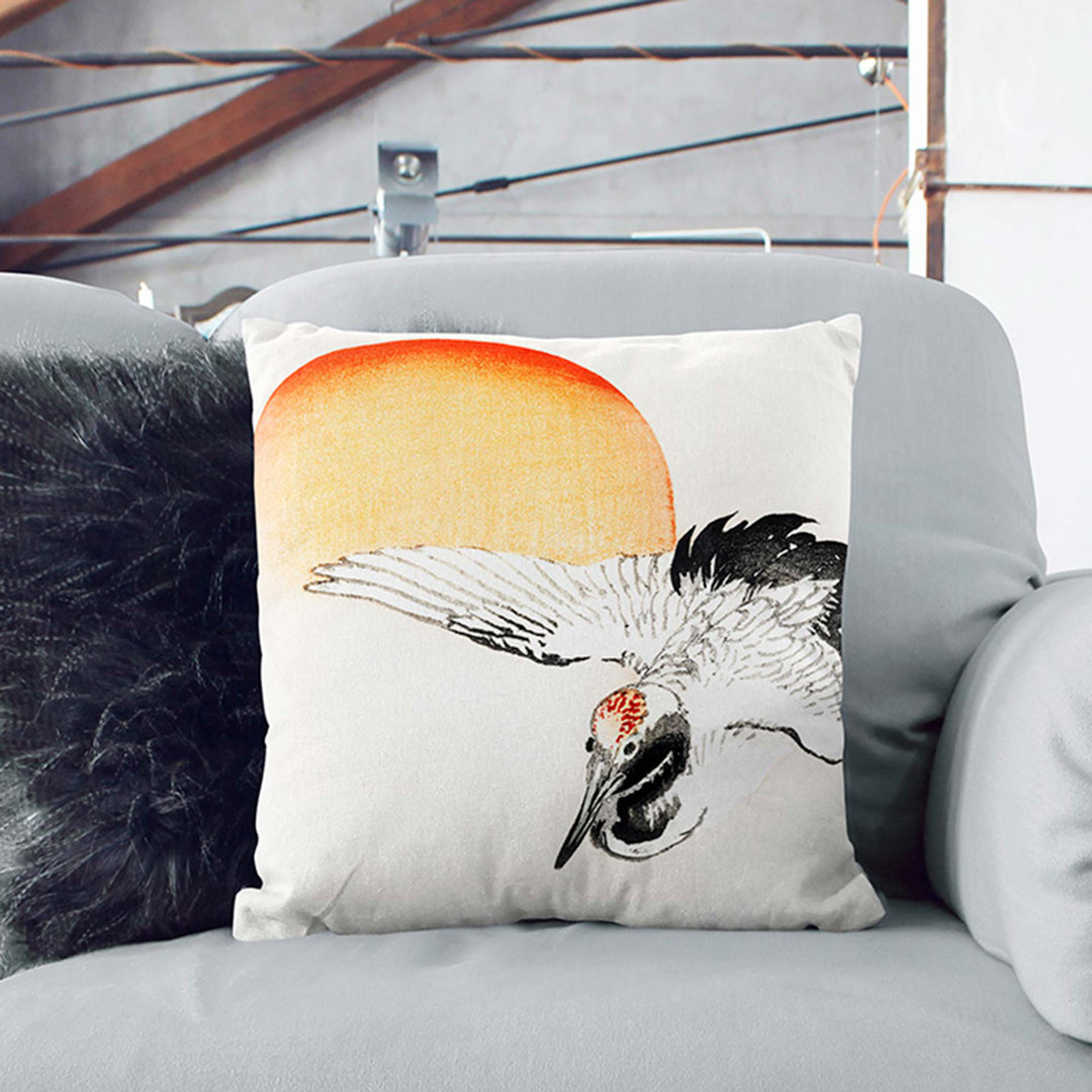 Bird Flying During Sunset Cushion with Filling