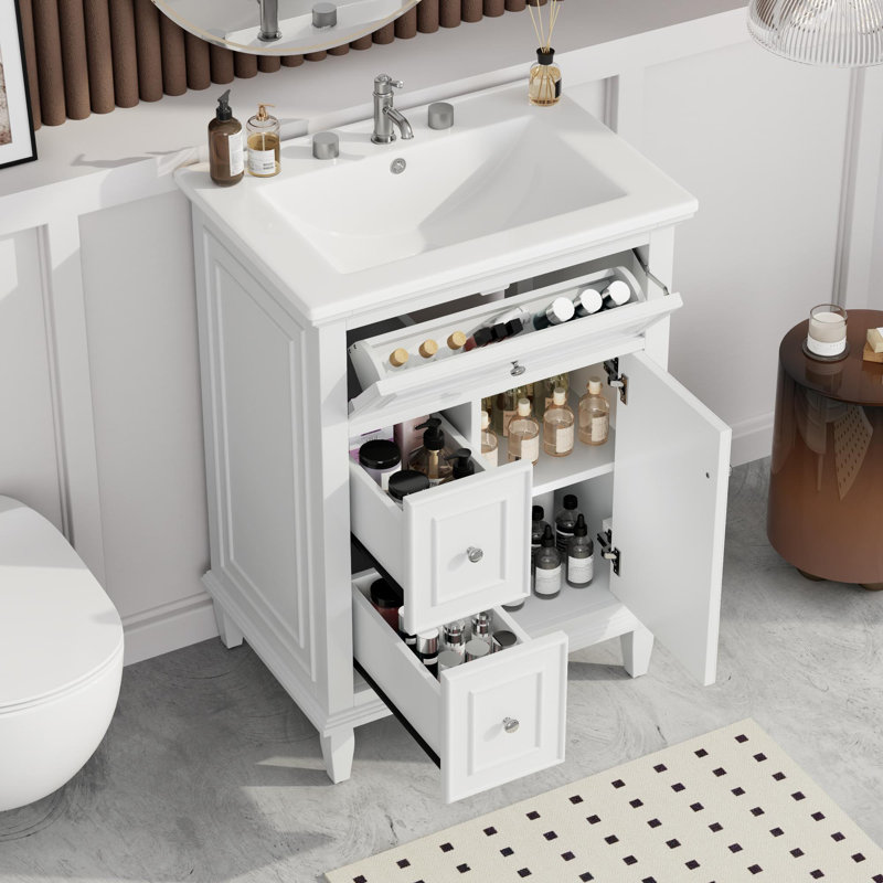 Meuble-lavabo 24 po avec lavabo, Blanc