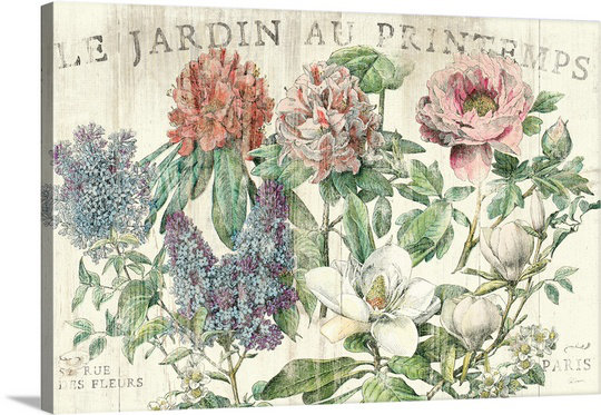 « le jardin printemps » par sue schlabach, impression, H 20 po x l 30 po x P 1,5 po, Toile