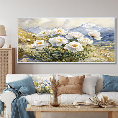 Pivoines dans le plateau balayé par le vent III - pivoines, art mural