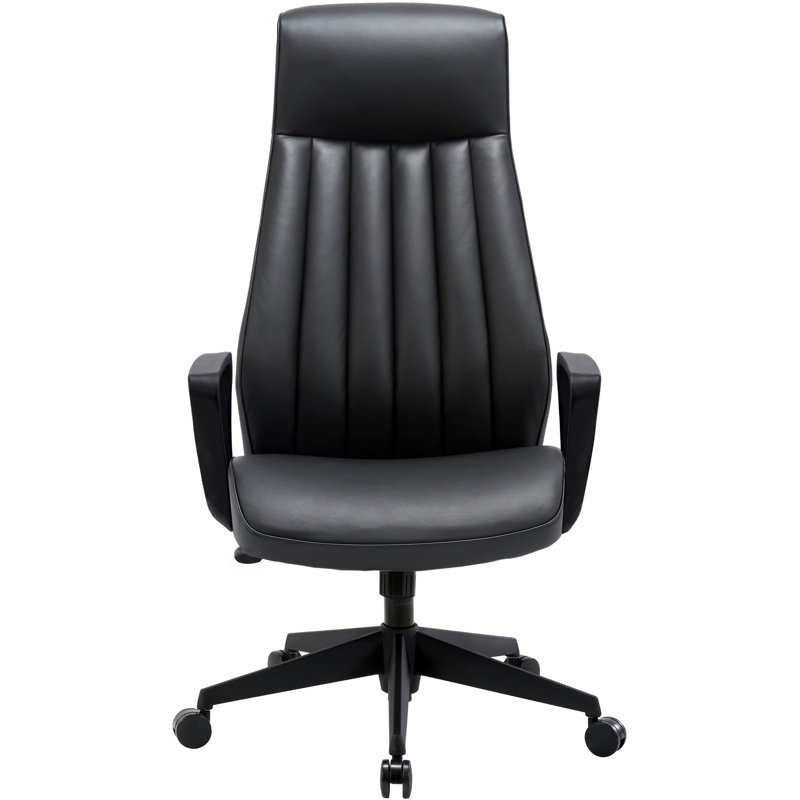 Executive High-Back Black Bonded Leather Swivel Chair