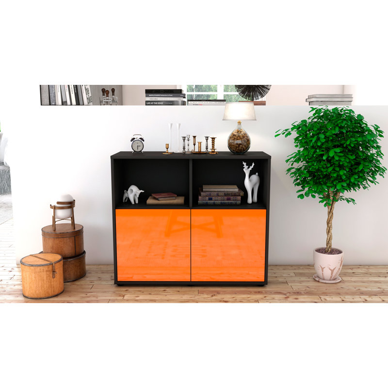 Raleigh 92cm Sideboard, Anthracite/High-gloss orange