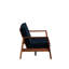 Style Mid-Century moderne en velours bleu marine avec structure en bois et base en bois massif bleu