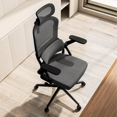 Omir Ergonomic Office Chair With Lumbar Support & Flip Up Arms Home Office Desk Chairs Rockable Swivel High Back Computer Chair  Mesh Study Chair