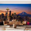 Papier peint auto-adhésif Seattle Skyline Night Mt Rainier Distance-1673617271
