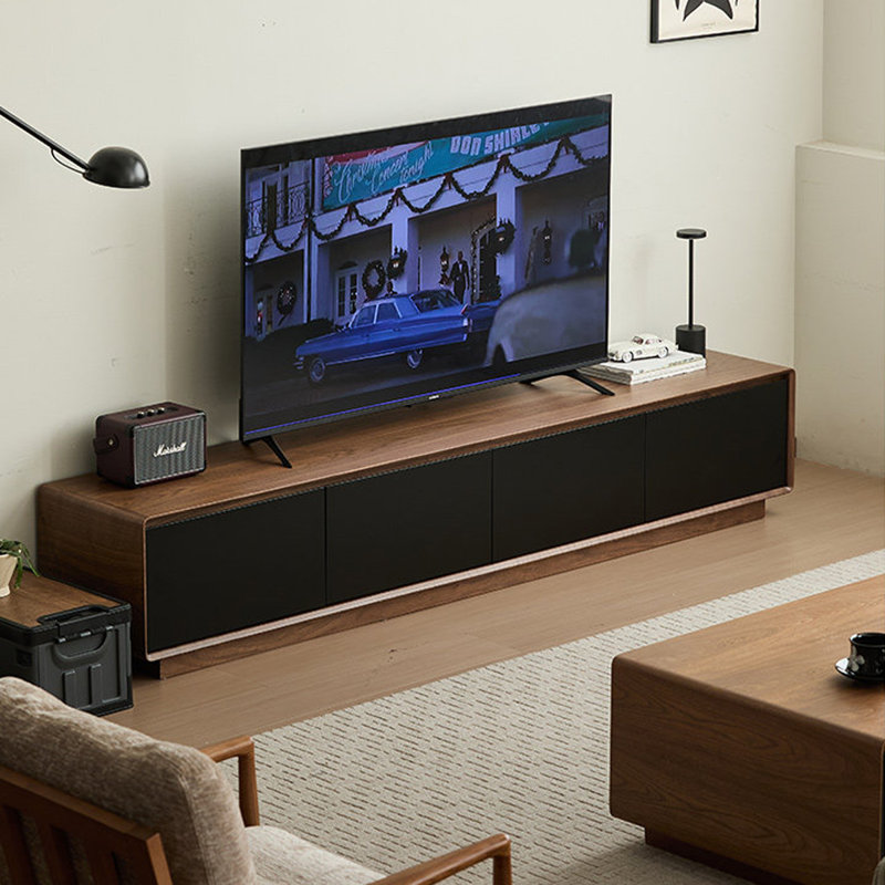 Meuble télé rétro en bois manufacturé noir, 86.61