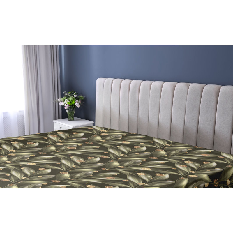 Drap-housse Ambesonne, Drap-housse pour lit simple TG, Vert olive pâle / floral