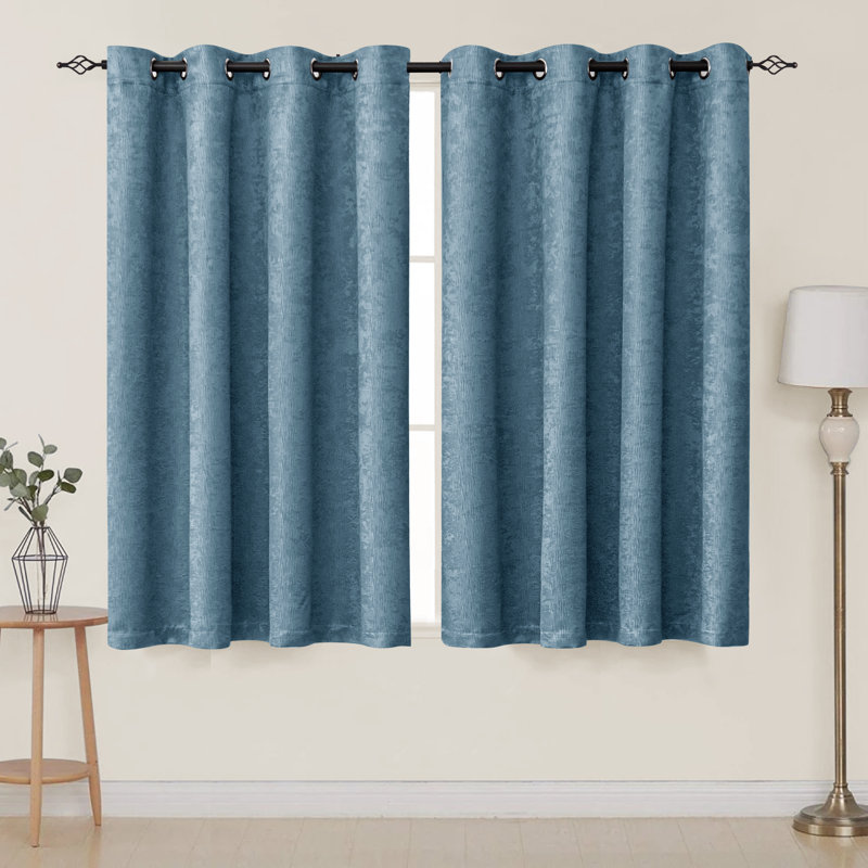 Jayla Blackout Curtain Pair, Smoke Blue, 53" W x 63" L