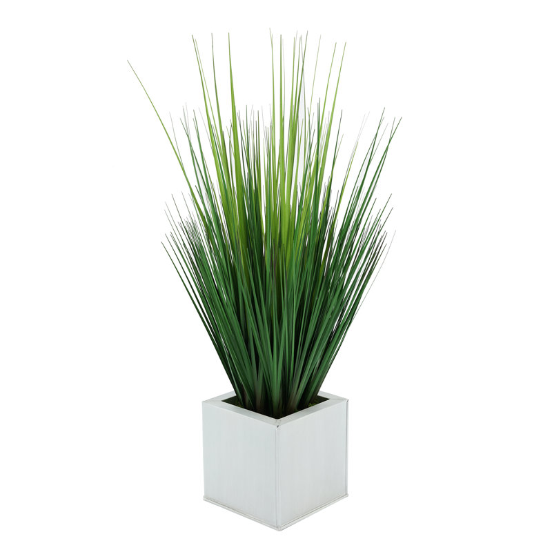 27'' Faux Reed Grass in Metal Pot, Cream
