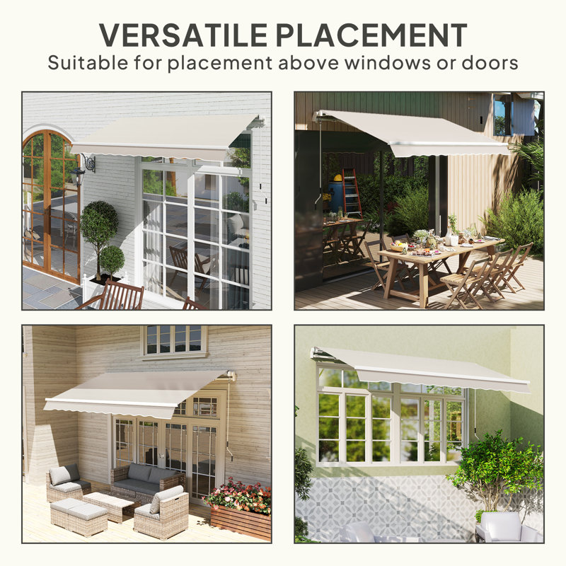 Outsunny 282cm W x 250cm D Polyester Cover Retractable Awning Fabric Replacement, Cream
