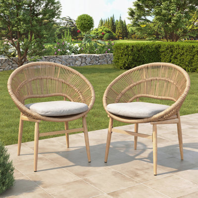 Chaise d'extérieur en osier, ensemble de 2
