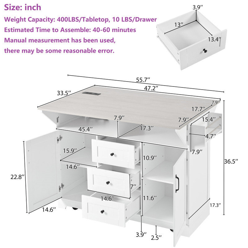 Rectangular Extendable Dining Table with 2 Drop Leaf for 4, White