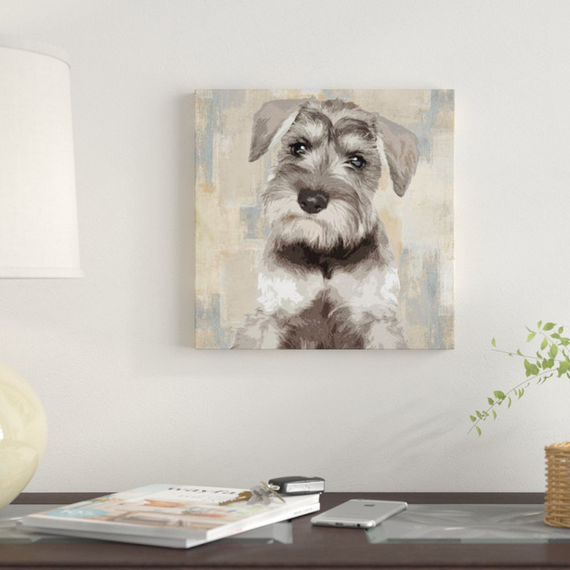 « miniature schnauzer », impression sur toile, H 12 po x l 12 po x P 0,75 po, Pas de tapis, Toile tendue