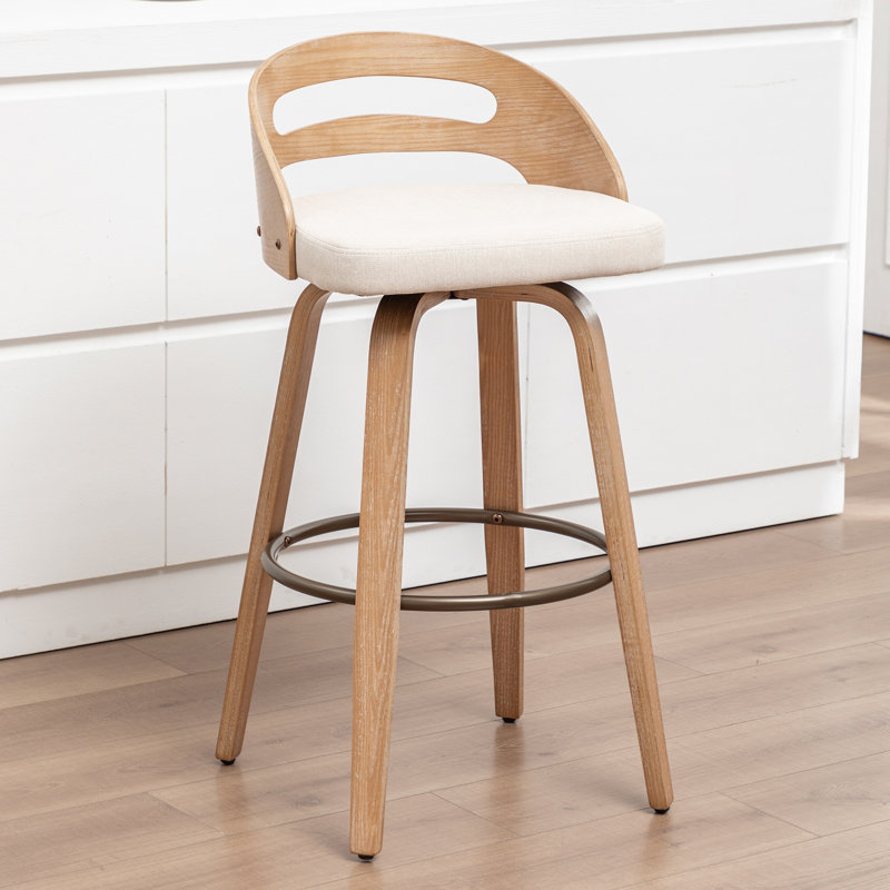 Tabourets de bar pivotants rembourrés en lin, Beige, Tabouret de bar (siège d'une hauteur de 30,31 po)