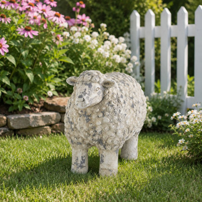 Figurine 18 po en forme de mouton au fini patiné pour décoration de jardin