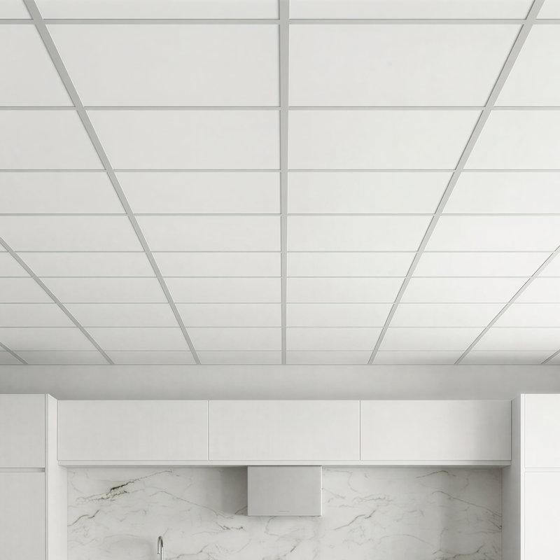 Dalles de plafond en PVC blanc 61 x 61 cm (24 x 24 po), paquet de 12, panneaux de plafond suspendus, en mousse de PVC, compatibles avec les grilles de fixation, résistantes à l'eau, flexibles à découper, faciles à nettoyer, décoratives et modernes pour la maison, le bureau, la cuisine et le salon.