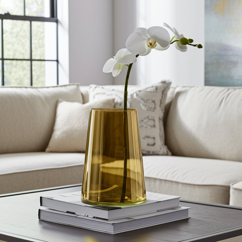 Glass Vase Glass Sleek Contemporary Silhouette with Modern Tapered Design and Smooth Minimalist Form for Decorative Display.