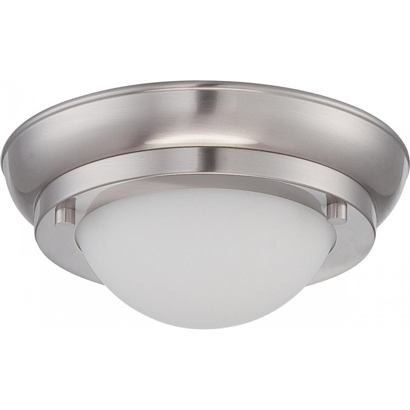 Glass Flush Mount, 2.75" H x 6.50" W x 6.50" D, Polished Nickel