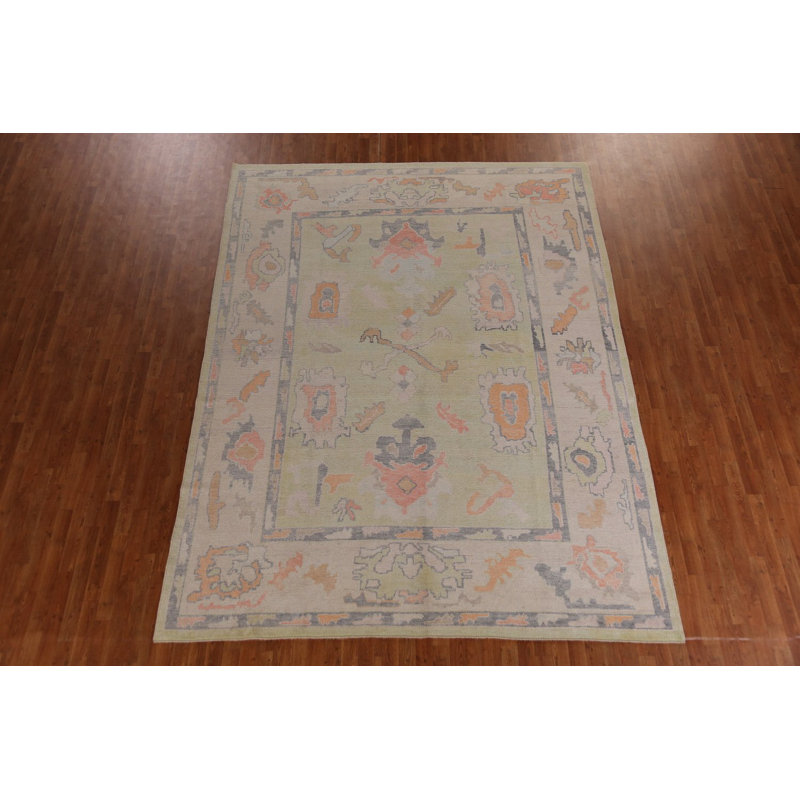 Tapis turc vert Oushak 9x11