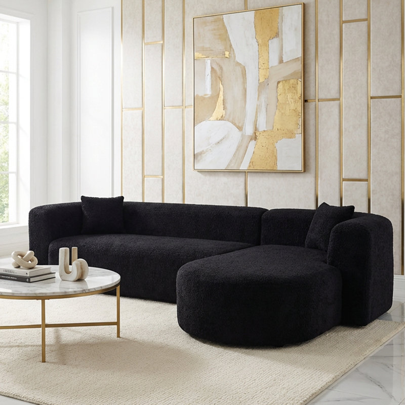 Canapé modulaire de style bonjour de 109,4 po Boneless, Noir