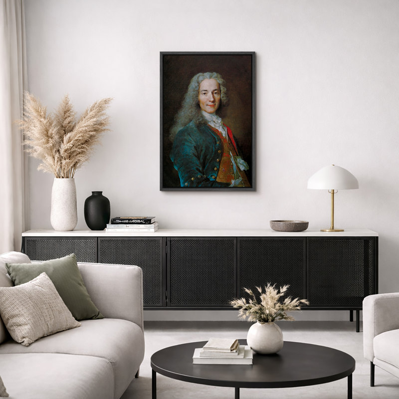 Voltaire Enlightenment Thinker Portrait, H 36 po x l 24 po x P 1,5 po, Cadre flottant noir