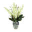 Delphinium And Magnolia Leaves In Ceramic Vase