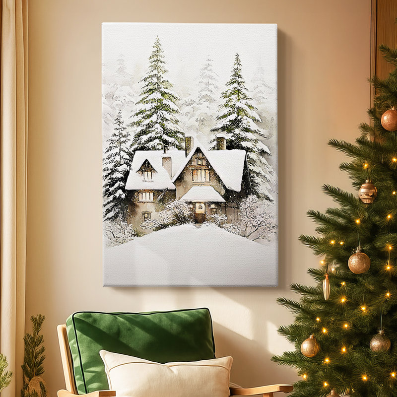 Silver Yule Promise - Toile tendue avec châssis de qualité supérieure, H 18 po x l 12 po