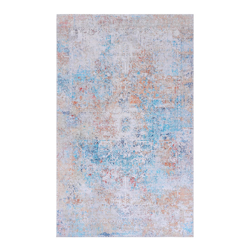 Area Rug, Yellow Washable Rug (Yellow), Rectangle 8' x 10'