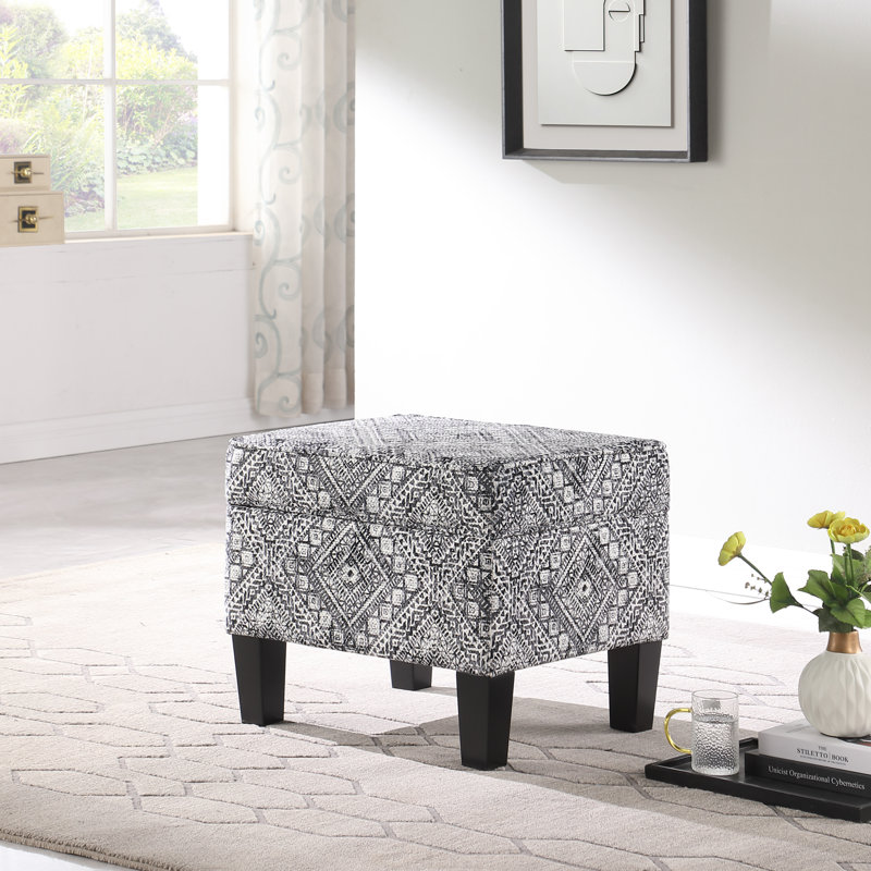 Gorton Medium Storage Ottoman, Gray Damask