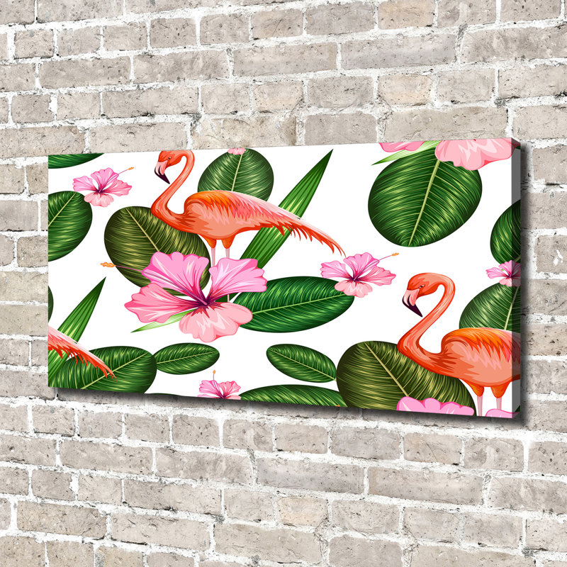 Flamingos And Plants - Wrapped Canvas Print
