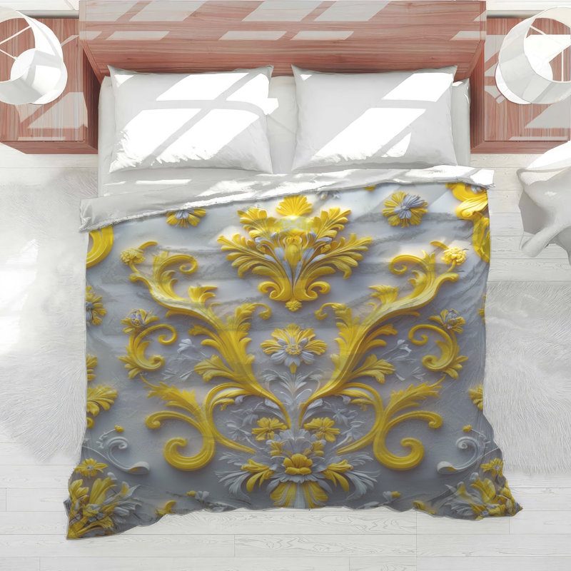 Édredon jaune à motif floral, Twin