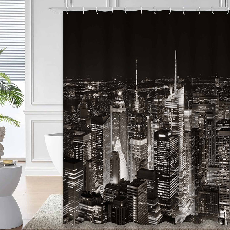Rideau de douche à 12 crochets New York City Skyline, L 72 po x l 84 po