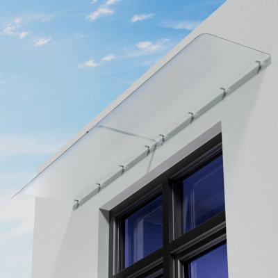 200cm W x 43cm D Garden Sanctuary Frosted Window Door Awning Canopy