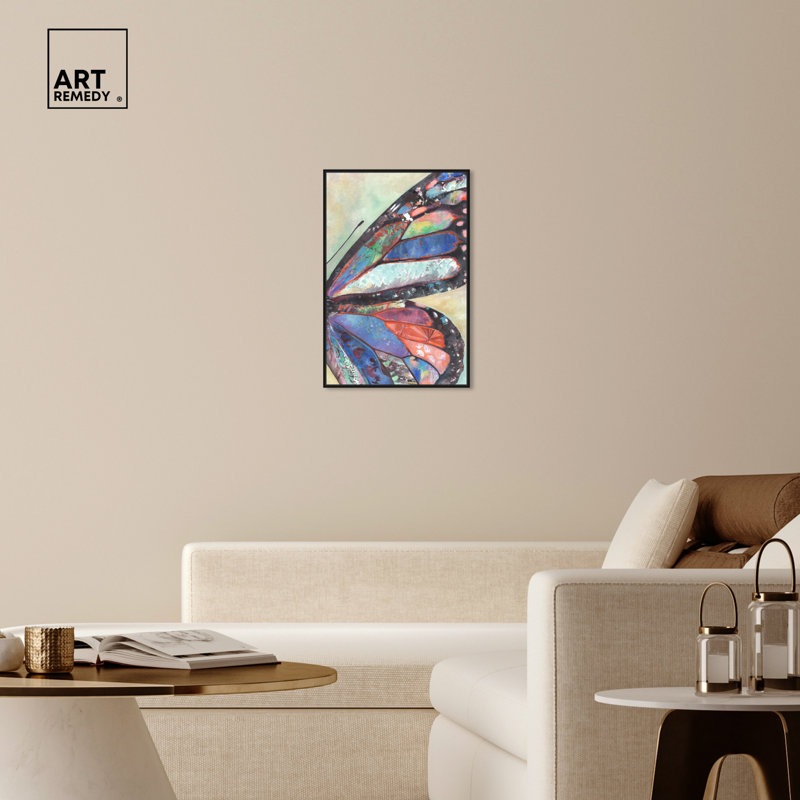 Colorful Butterfly Print on Canvas with Black Frame