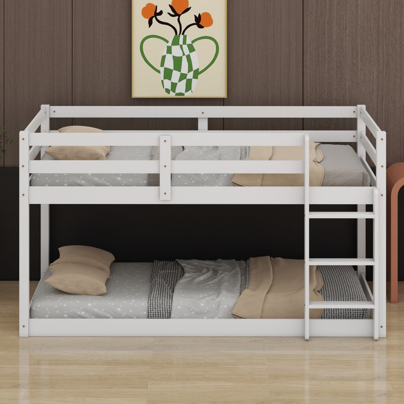 Lit superposé en bois avec échelle, Blanc