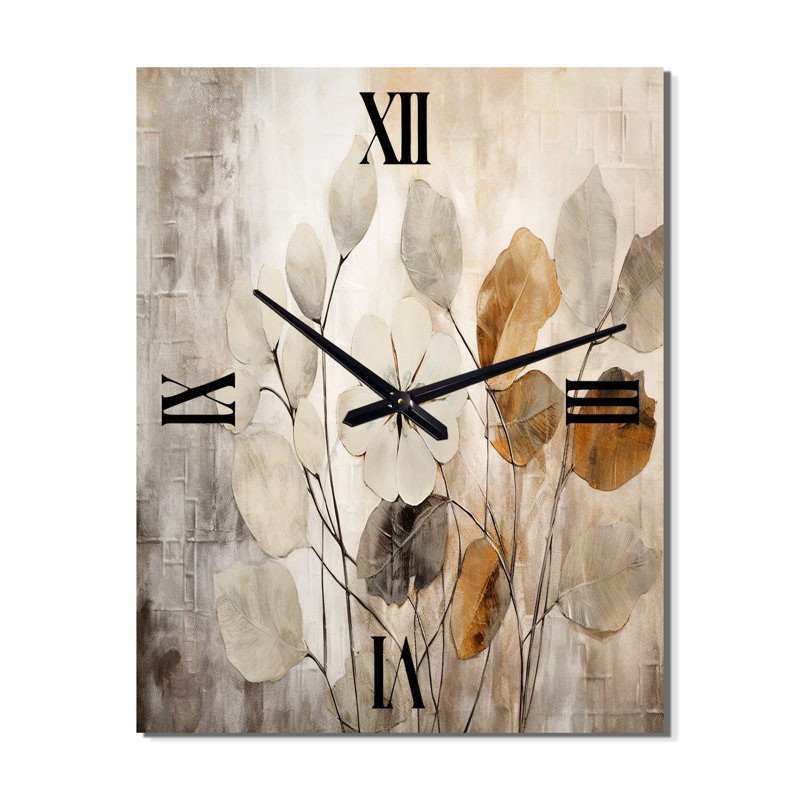 Horloge murale beige Botanical Impressions III - Abstract Botanicals, Grand