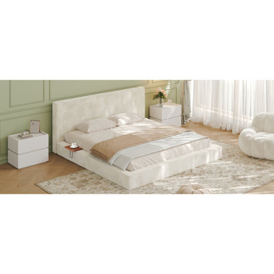 AirFrame Bed Frame with adjustable Sliding Side Table, 8.7'' Cloud Upholstered Sponge Cushion, Easy Assembly
