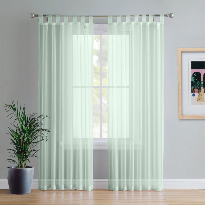 Birdsall Tab Top Sheer Single Curtain Panel, 144 W x 137 D cm, Ivory